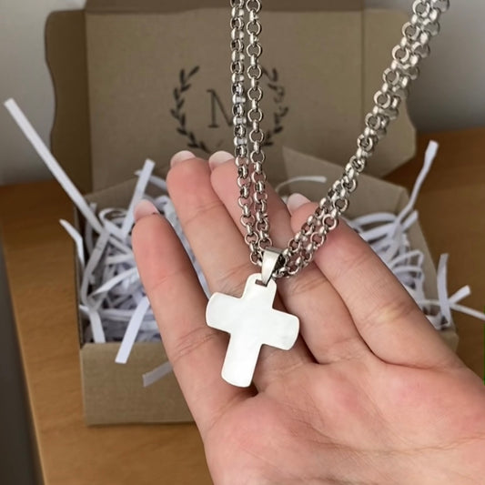 Flat cross necklace (2 loops)